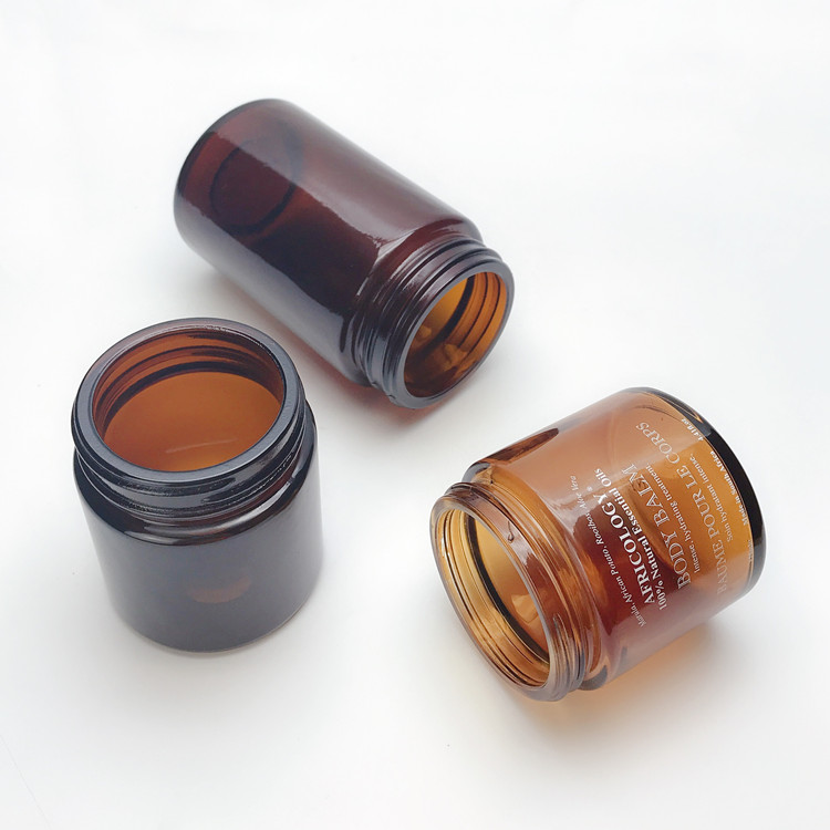 100ml 200ml amber round glass cosmetic jar for face cream