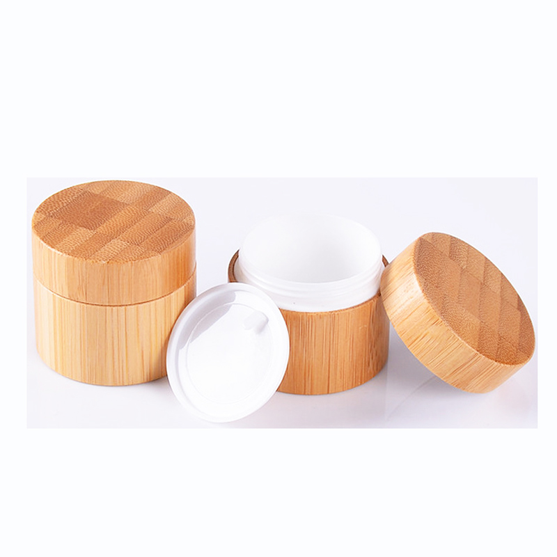 100ml 200ml bamboo plastic cream jar cosmetic jars 1oz 2oz 3oz customs logo engraved paper packaging