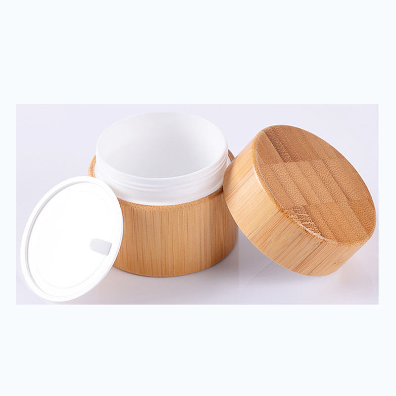 100ml 200ml bamboo plastic cream jar cosmetic jars 1oz 2oz 3oz customs logo engraved paper packaging