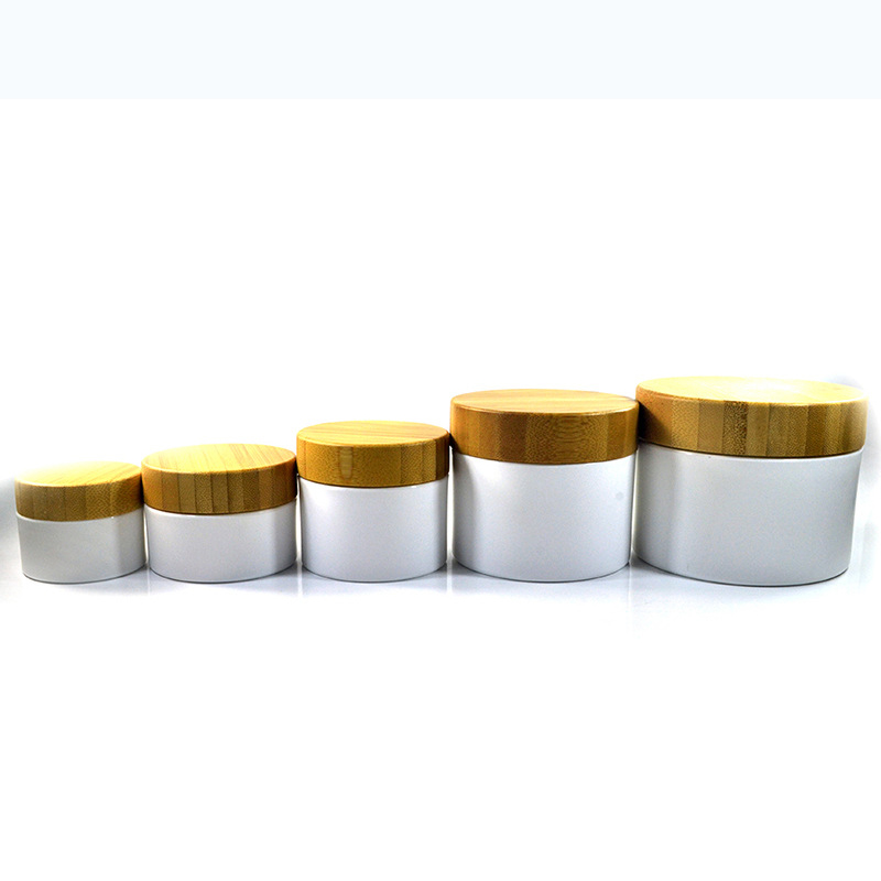 100ml 200ml bamboo plastic cream jar cosmetic jars 1oz 2oz 3oz customs logo engraved paper packaging