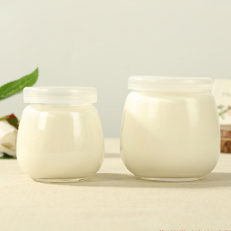 100ml 200ml clear glass yogurt pudding jar with plastic lid