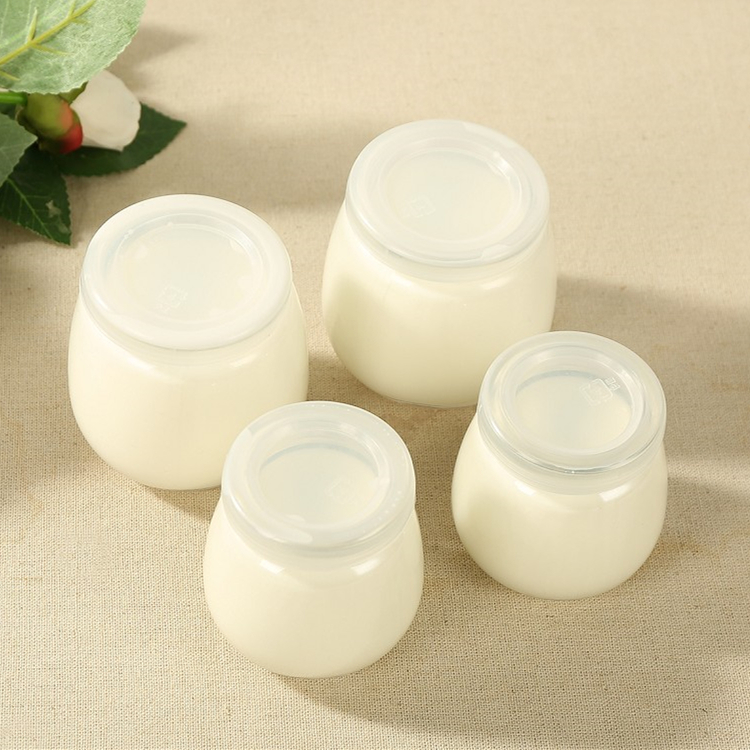 100ml 200ml clear glass yogurt pudding jar with plastic lid