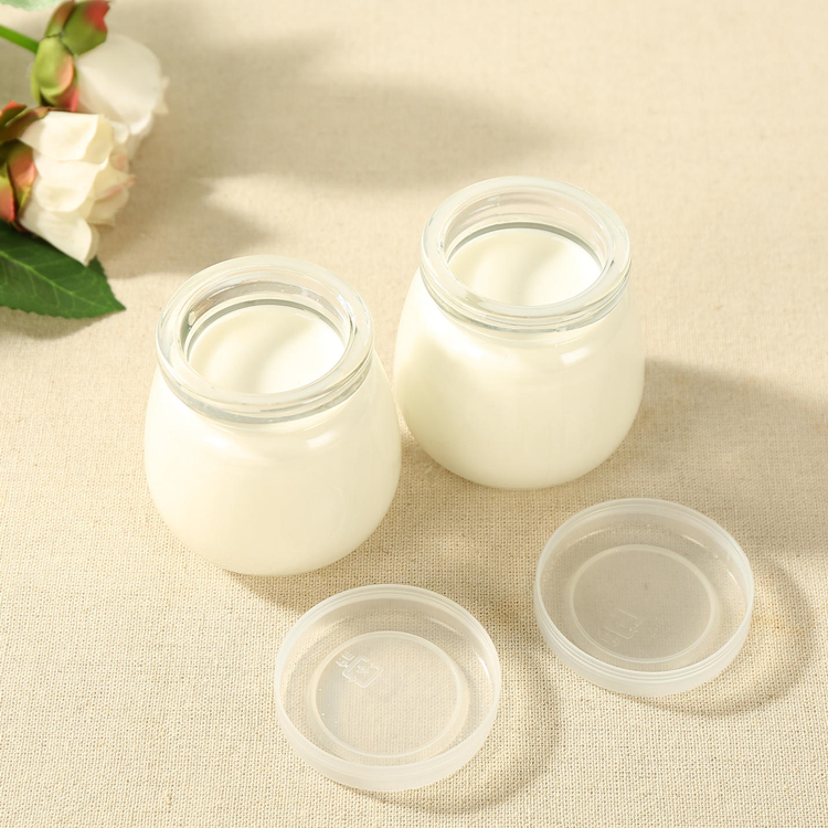 100ml 200ml clear glass yogurt pudding jar with plastic lid
