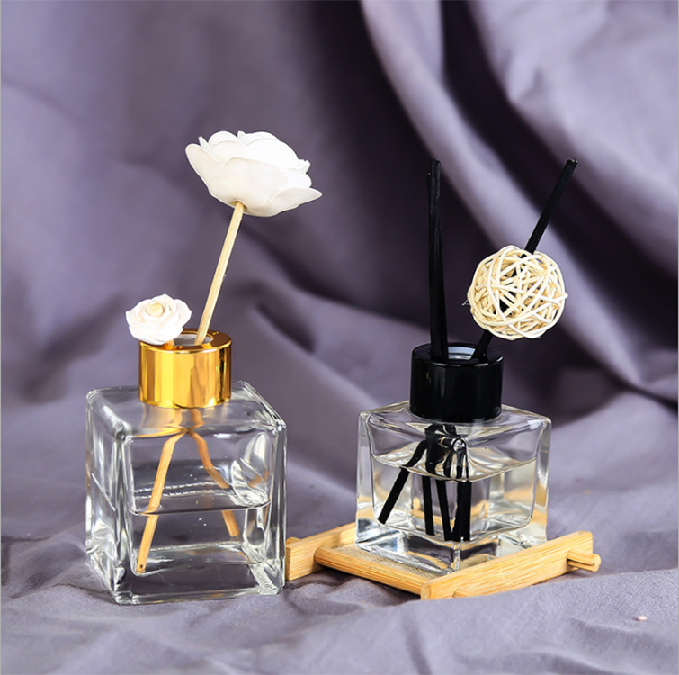 100ml 200ml elegant aroma square/round reed diffuser oil glass bottle