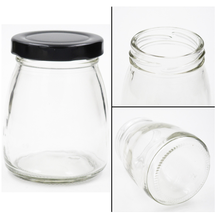 100ml 200ml empty glass jar for pudding with screw lid