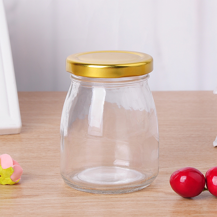 100ml 200ml empty glass jar for pudding with screw lid