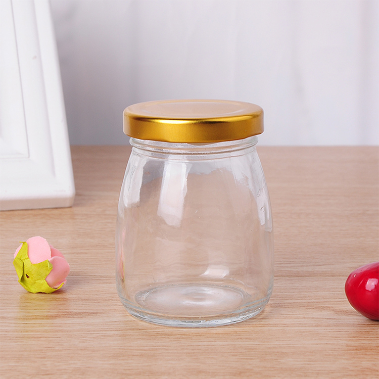100ml 200ml empty glass jar for pudding with screw lid