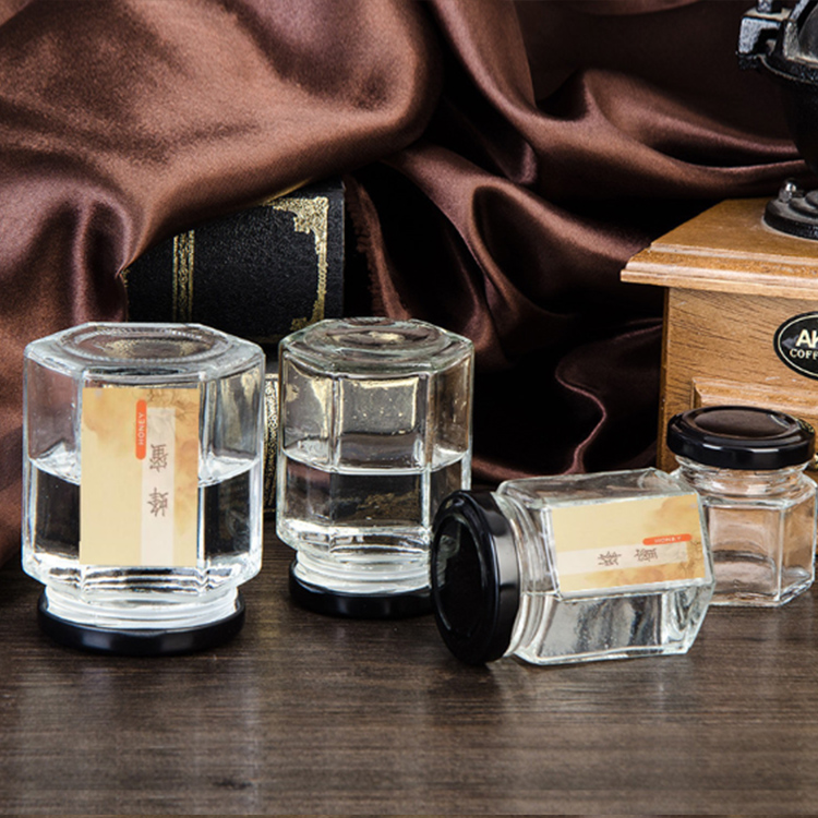 100ml 200ml glass jar square glass honey jar with metal lid