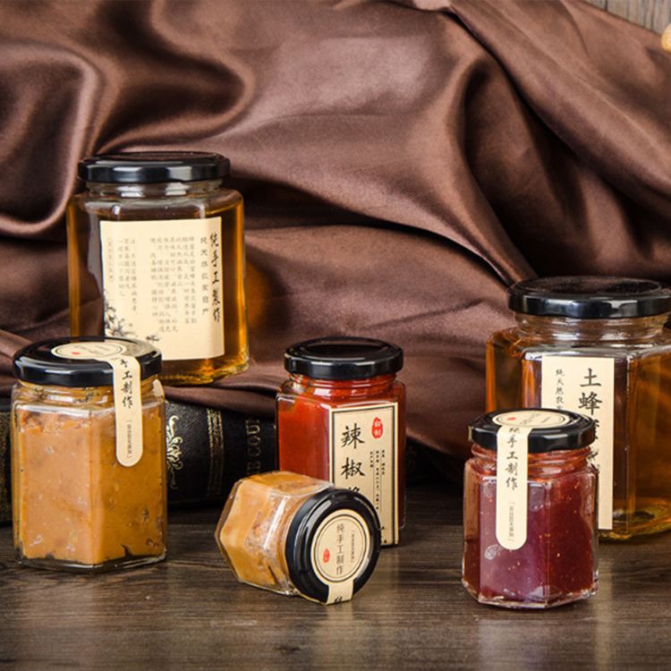 100ml 200ml glass jar square glass honey jar with metal lid