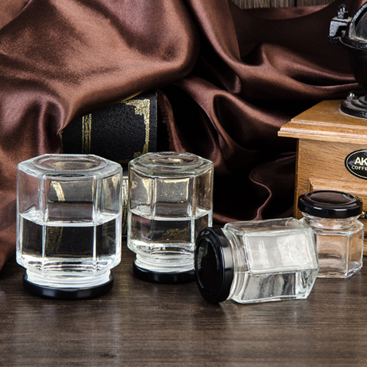 100ml 200ml glass jar square glass honey jar with metal lid