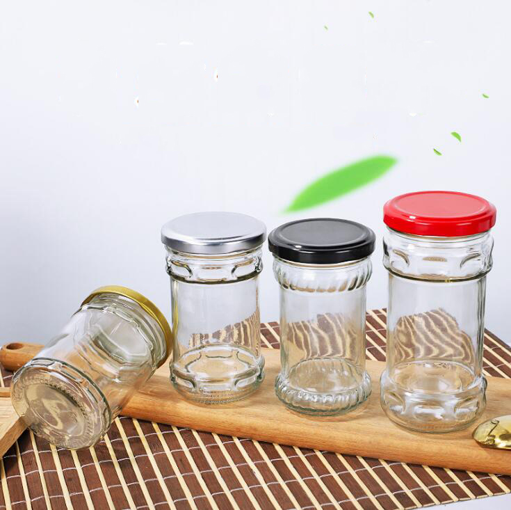 100ml/220ml/280ml square restaurant Sauce Jam Glass fast Food Containers Glass Jar Storage With Metal Lid