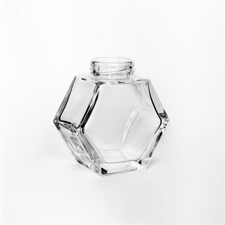 100ml 220ml 380ml Hexagon Glass Jar For Honey Storage Bottle With Metal Screw Cap