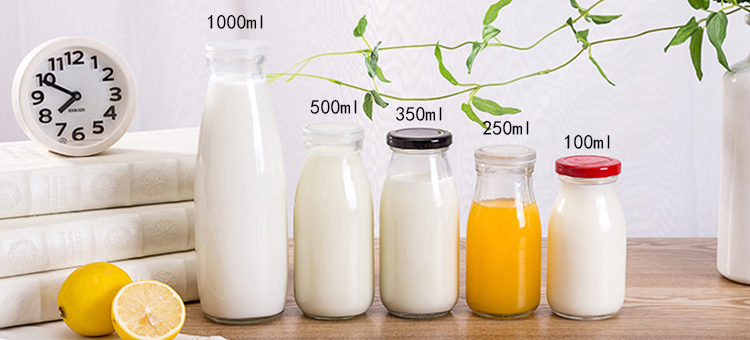 100ml 250ml 350ml 500ml 1000ml Wide Mouth Clear Glass Milk Storage Bottle Glass Milk Bottle Glass Bottle