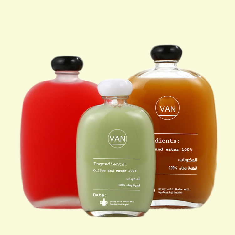 100ml 250ml 350ml and 500ml Flask Frosted Glass Coffee Bottle with Plastic Lid