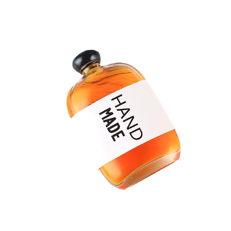 100ml 250ml 350ml clear frosted Custom Flat Round glass bottle beverage design Frosted Juice Milk Wine bottle Wholesale