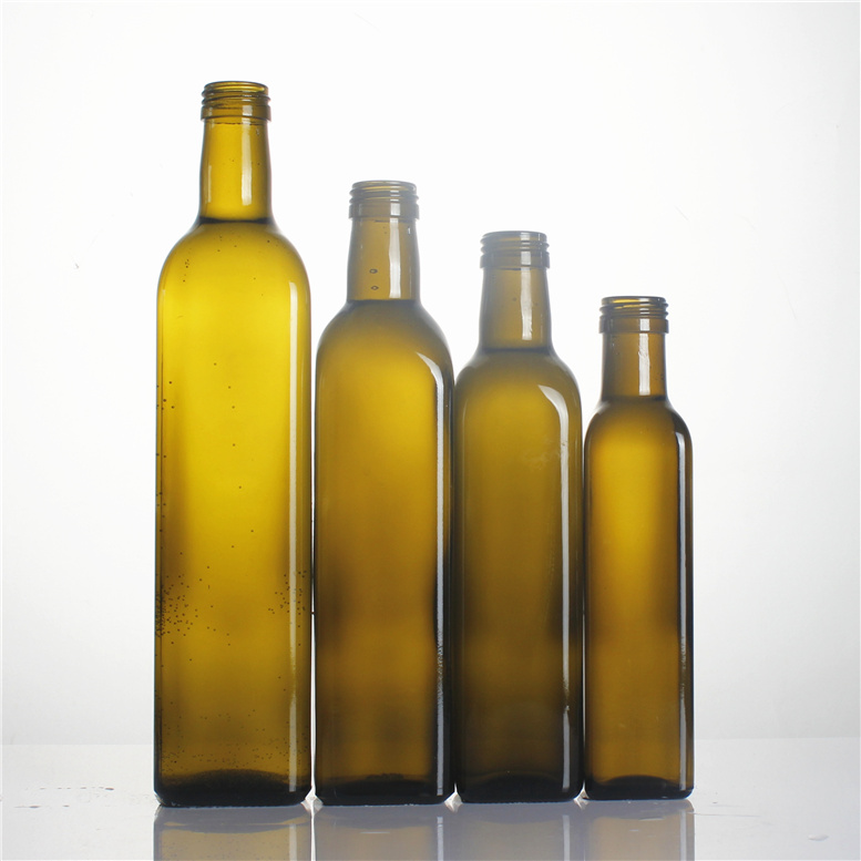 100ml 250ml 375ml 500ml 750ml 1000ml antique green and clear round square glass bottle Olive oil bottle ready to ship