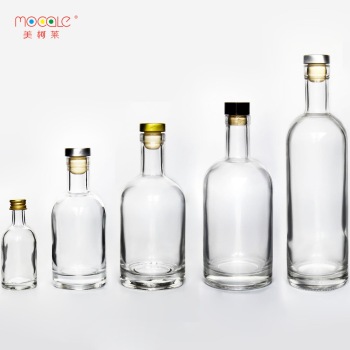 100ml 250ml 375ml 500ml 750ml Transparent Vodka Whisky Rum Gin Glass Bottle With Cork