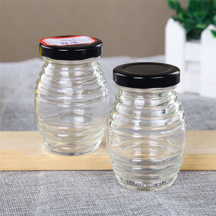 100ml  250ml 500ml 1000ml Clear Bee Shaped Empty Glass Jar For Honey Glass Honey Bottles With Screw Cap