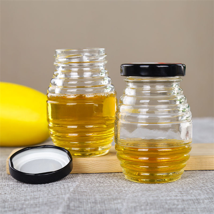 100ml 250ml 500ml 1000ml Clear Bee Shaped Empty Glass Jar For Honey Glass Honey Bottles With Screw Cap