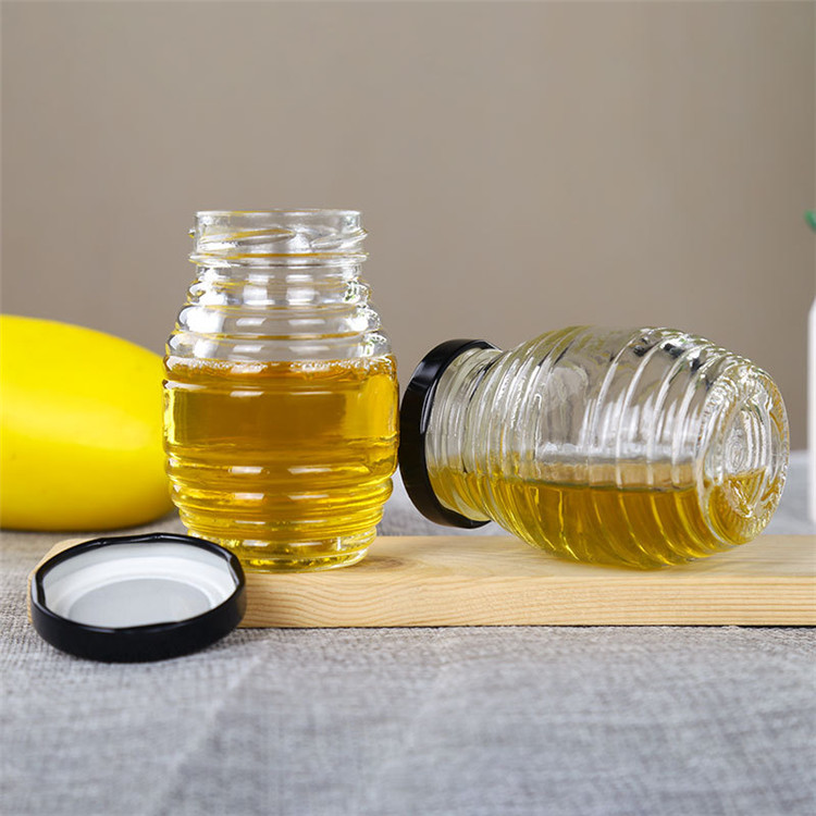 100ml 250ml 500ml 1000ml Clear Bee Shaped Empty Glass Jar For Honey Glass Honey Bottles With Screw Cap