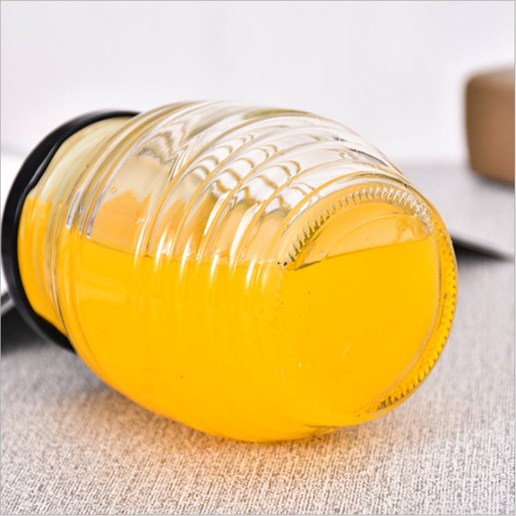 100ml 250ml 500ml 1000ml retro beehive round glass jar honey with the black metal lid