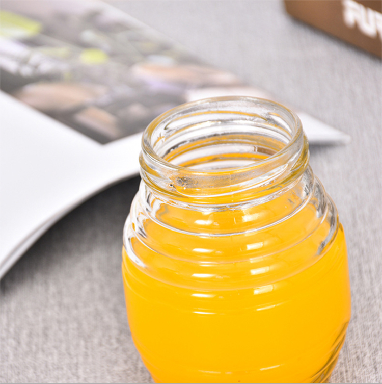 100ml 250ml 500ml 1000ml retro beehive round glass jar honey with the black metal lid