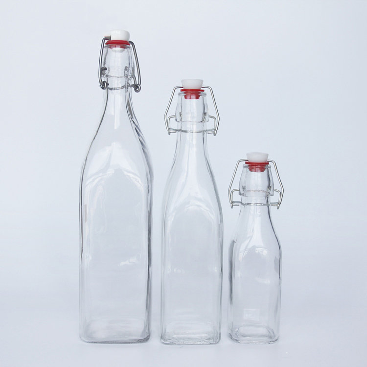 100ml 250ml 500ml 1L Flint Glass Beverage Bottle Home Made Enzyme Glass Bottle with Swing Top Factory Manufacturer Glass Bottle