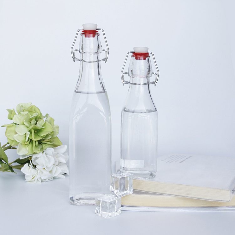 100ml 250ml 500ml 1L Flint Glass Beverage Bottle Home Made Enzyme Glass Bottle with Swing Top Factory Manufacturer Glass Bottle