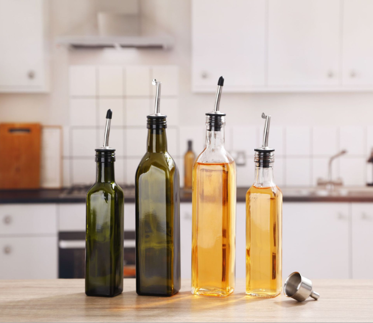 100ml 250ml 500ml 750ml 1000ml Kitchen Cooking Round Green Amber Olive Oil Glass Bottle Wth Lid