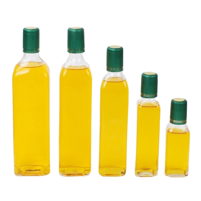 100ml 250ml 500ml 750ml 1000ml clear square olive oil glass bottle with cap