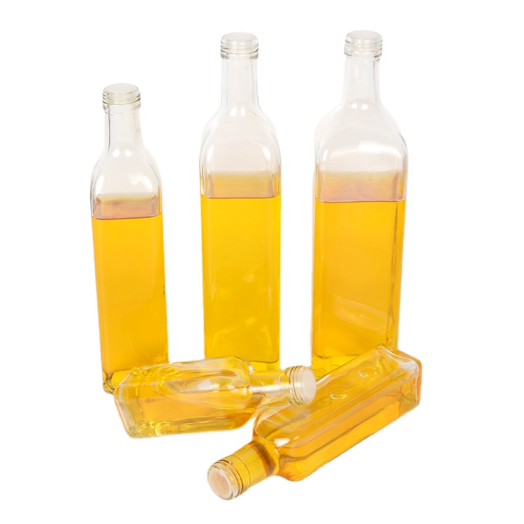 100ml 250ml 500ml 750ml 1000ml clear square olive oil glass bottle with cap
