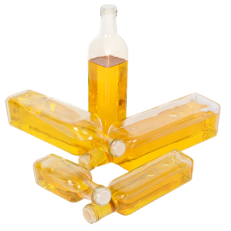 100ml 250ml 500ml 750ml 1000ml clear square olive oil glass bottle with cap