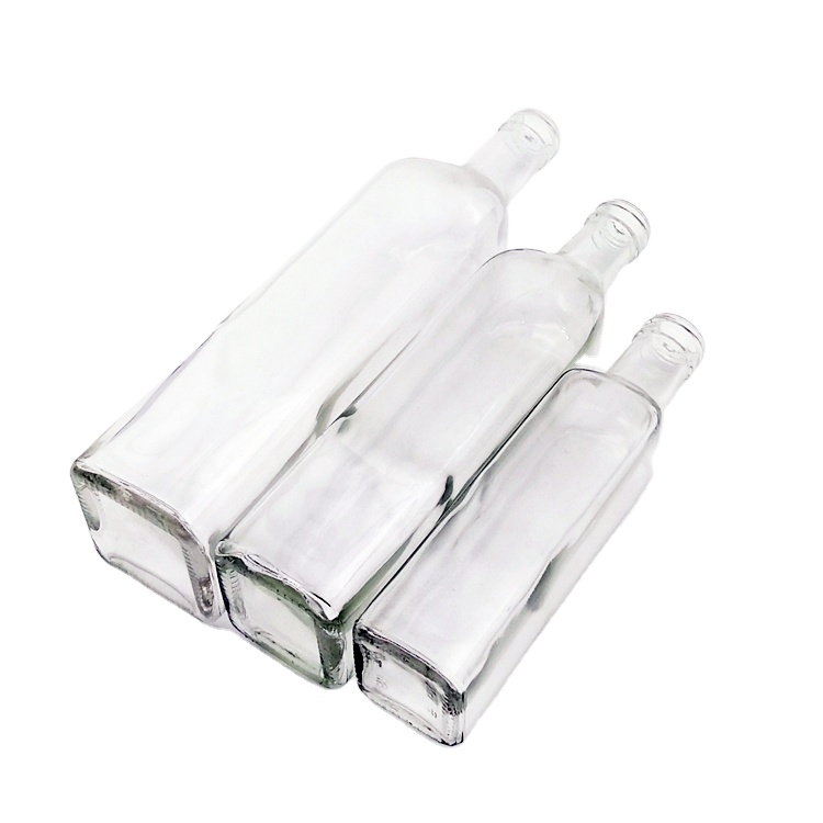 100ml 250ml 500ml 750ml 1000ml clear square olive oil glass bottle with cap