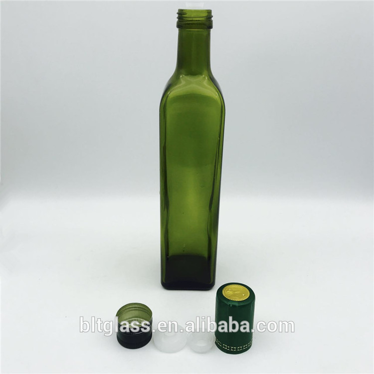 100ml 250ml 500ml 750ml 1L Square Marasca Cooking oil Olive Oil Glass Bottle with metal lid