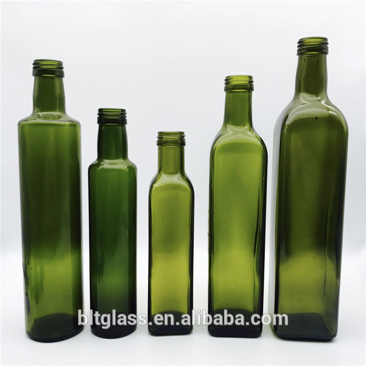 100ml 250ml 500ml 750ml 1L Square Marasca Cooking oil Olive Oil Glass Bottle with metal lid