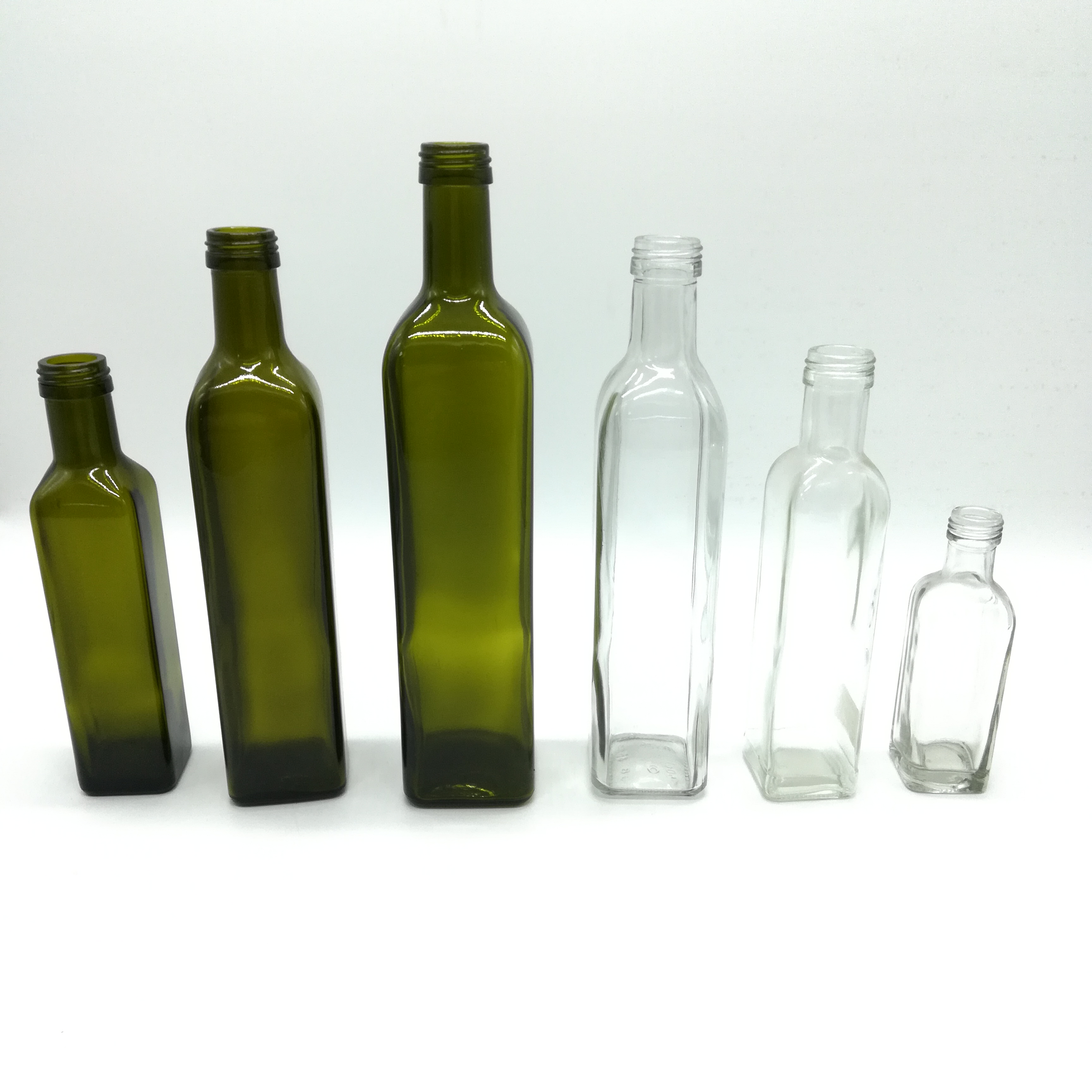 100ml 250ml 500ml 750ml clear green square olive oil glass bottle with plastic cap or aluminium cap