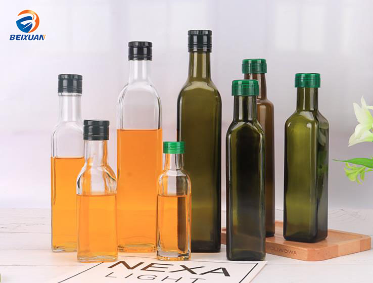 100ml 250ml 500ml 750ml glass square green cooking oil sauce wine olive oil empty bottle