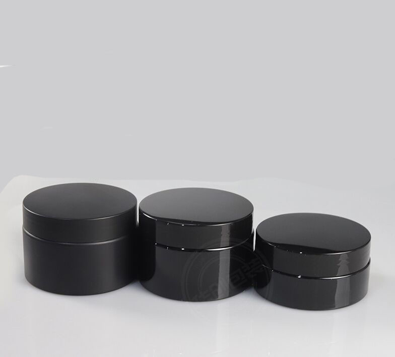 100ml 250ml 500ml Black PET Plastic Cosmetics Cream Jar