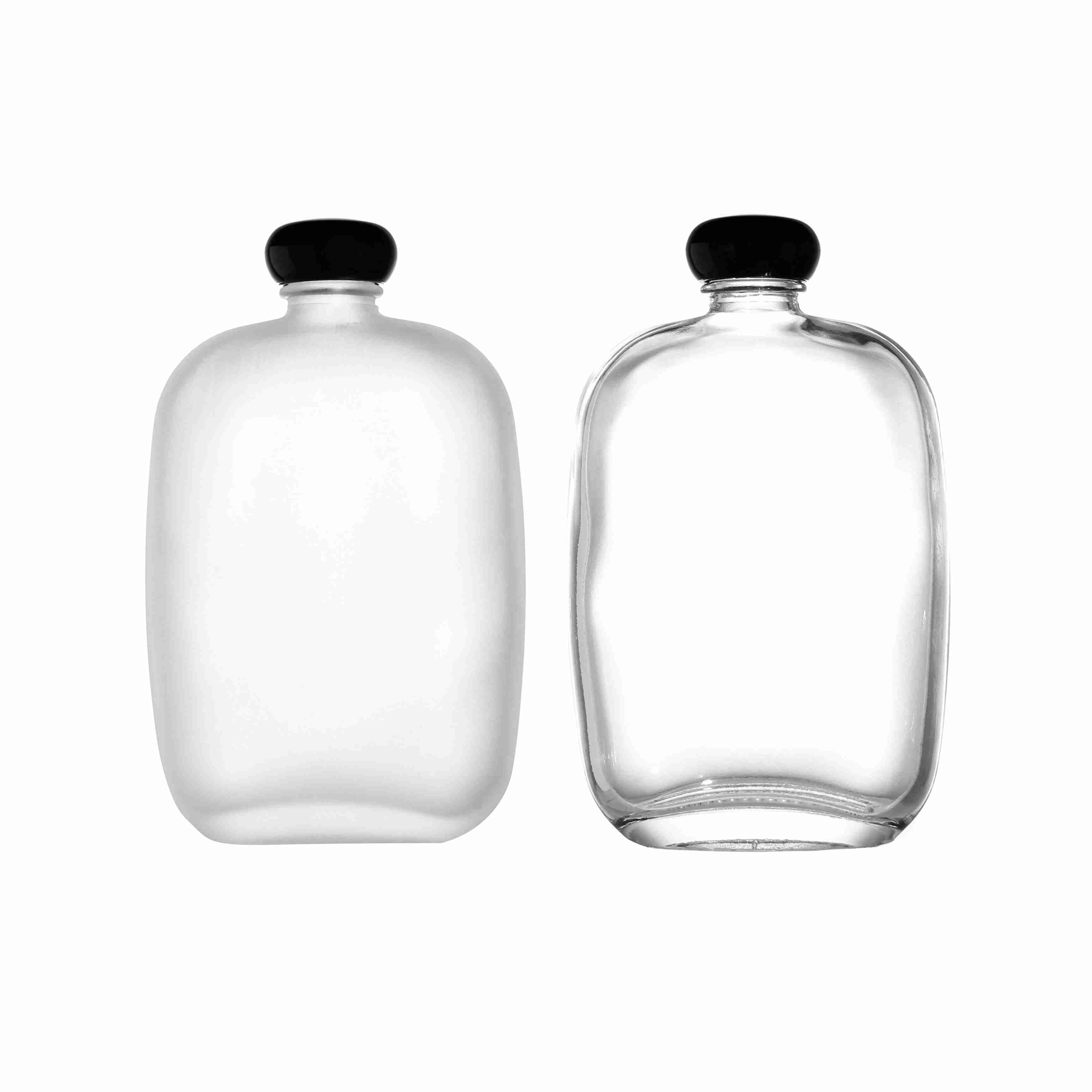 100ml 250ml 500ml Cobblestone-shaped Flat Coffee Bottle with Plastic Lid Cold Drinking Bottle with Logo