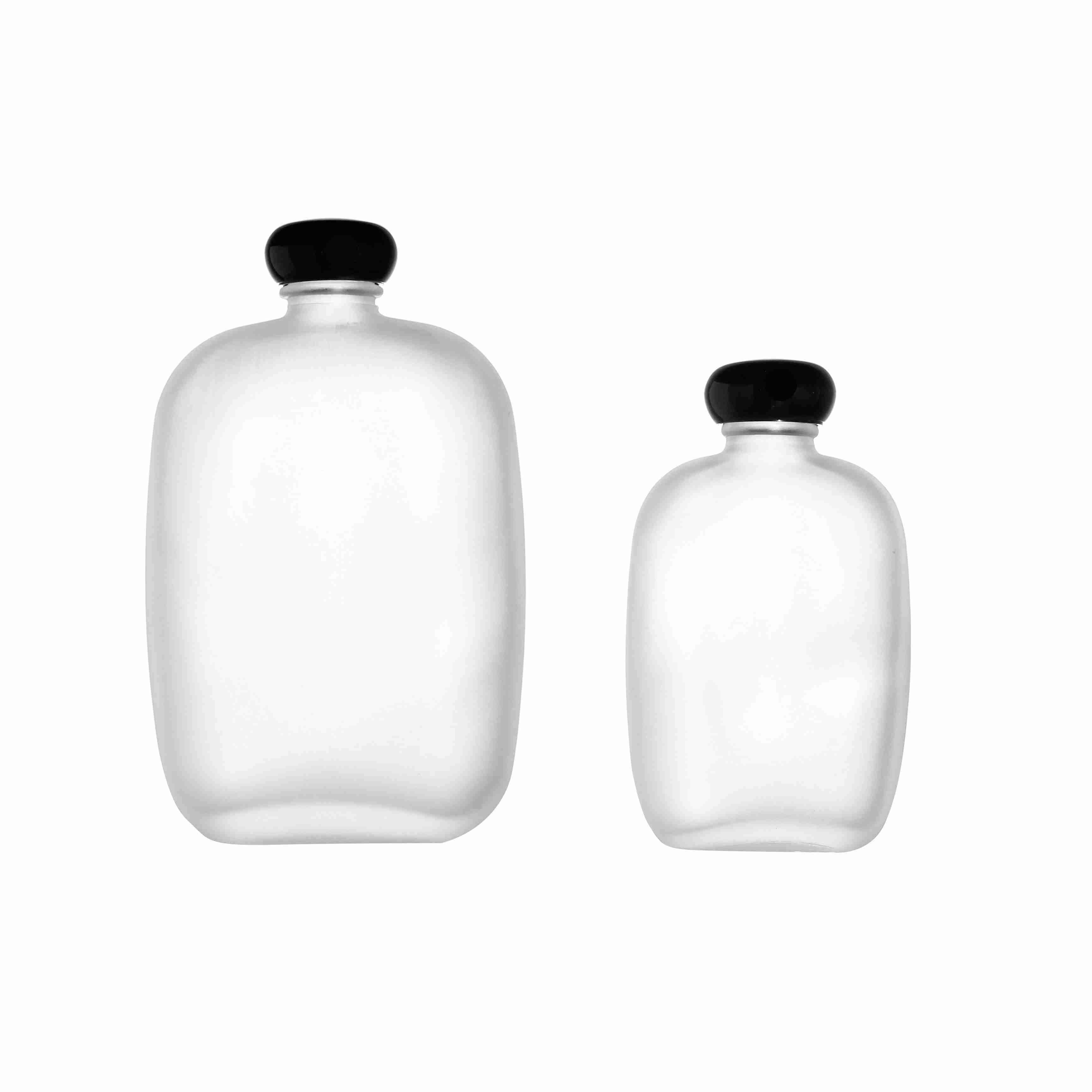 100ml 250ml 500ml Cobblestone-shaped Flat Coffee Bottle with Plastic Lid Cold Drinking Bottle with Logo