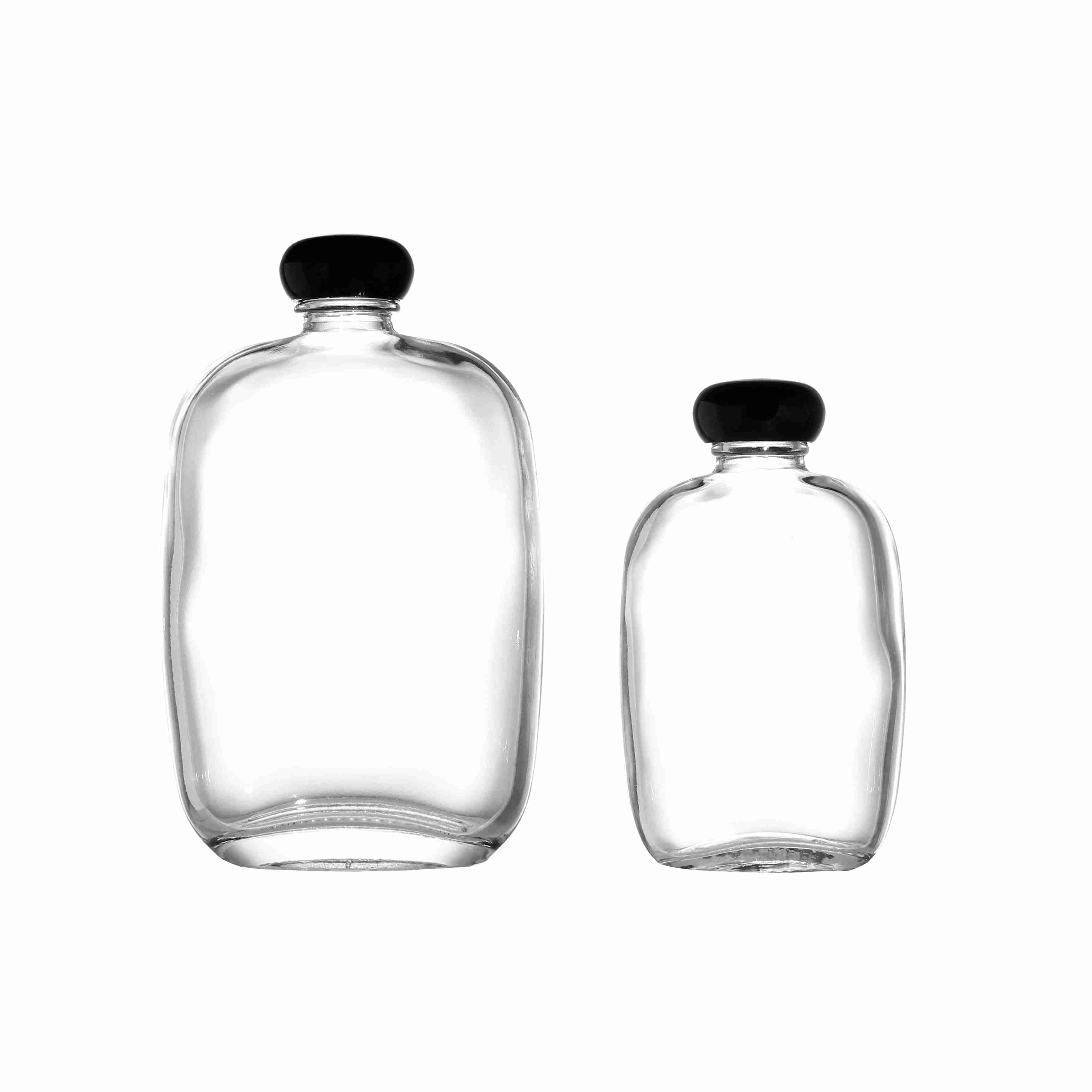 100ml 250ml 500ml Cobblestone-shaped Flat Coffee Bottle with Plastic Lid Cold Drinking Bottle with Logo