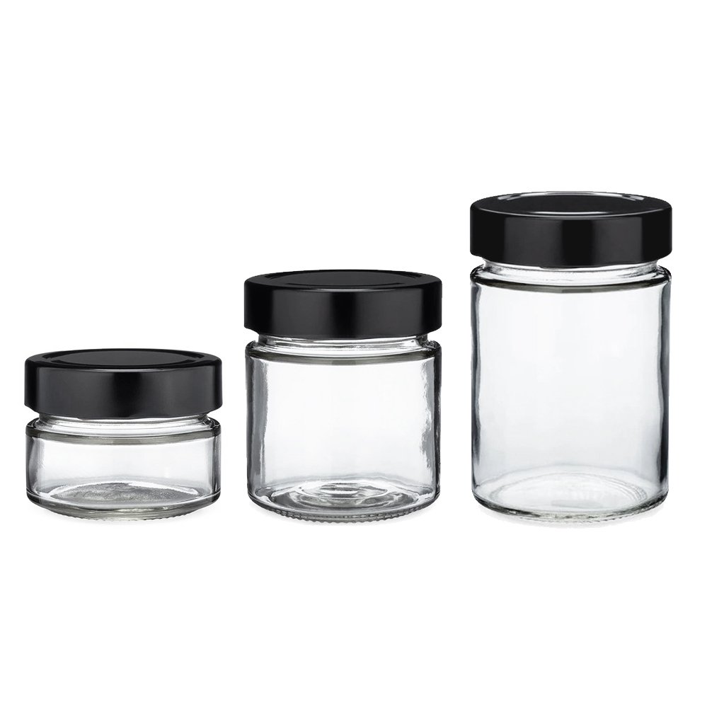 100ml 250ml 500ml Food Grade Storage Jar with Deep Metal Lid for Honey