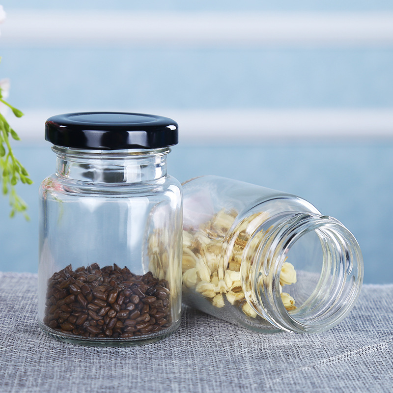 100ml 250ml 500ml Food Grade Storage Jar with Deep Metal Lid for Honey