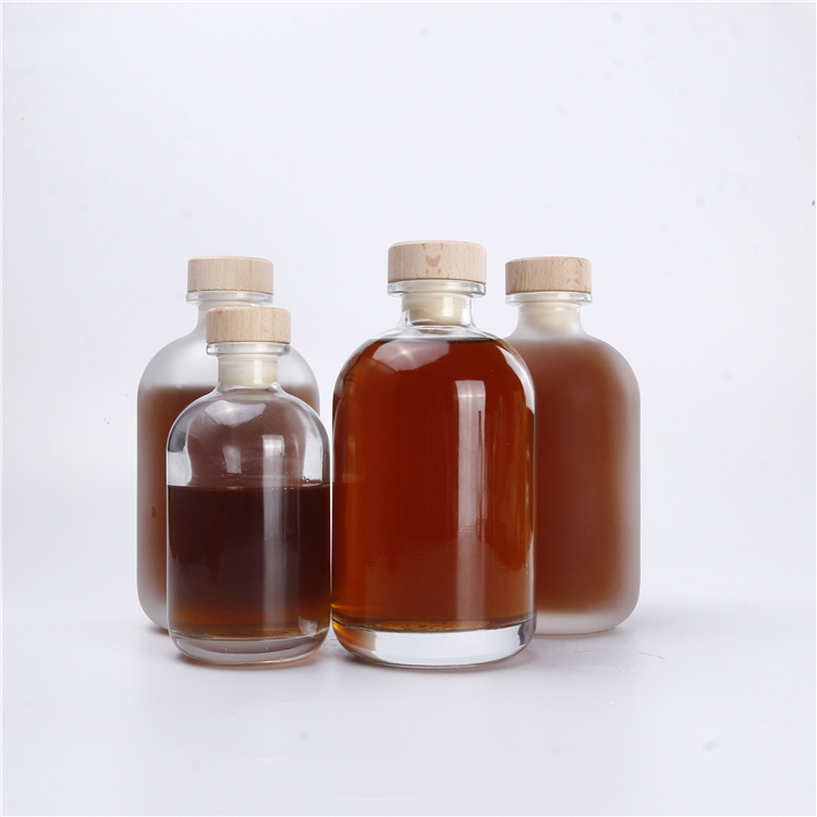100ml 250ml 500ml Food Standard Gin Bottles Glass Beverage Drink Bottle With Wood Cork
