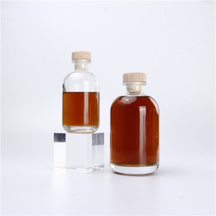 100ml 250ml 500ml Food Standard Gin Bottles Glass Beverage Drink Bottle With Wood Cork