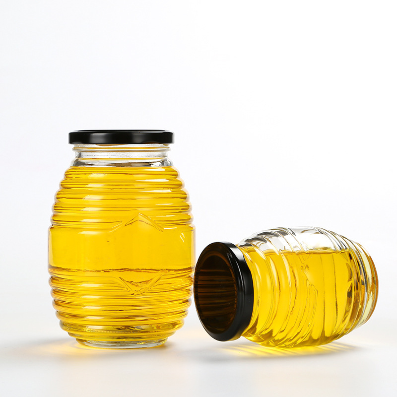 100ml 250ml 500ml hot sale different size glass jam jar honey jar sealed glass jar with metal lid