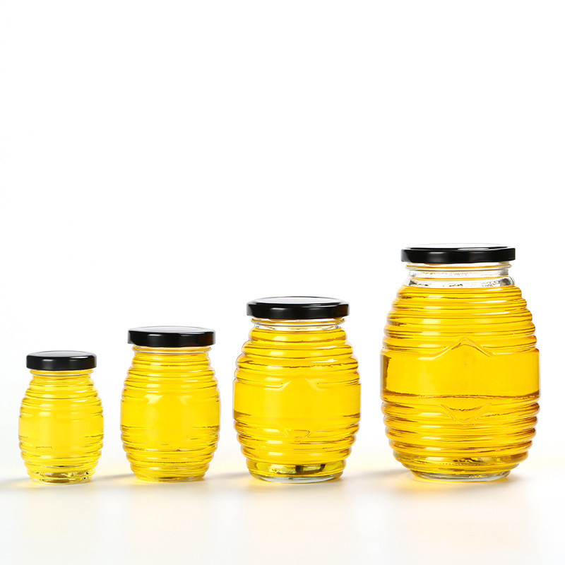 100ml 250ml 500ml hot sale different size glass jam jar honey jar sealed glass jar with metal lid