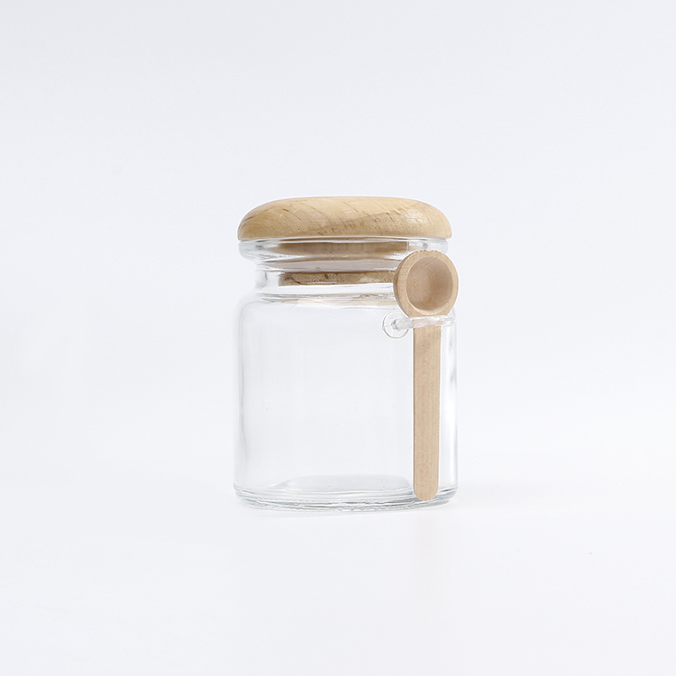 100ml 250ml Pudding Jar Spice Glass Bath salt shaker with the wooden spoon and cork