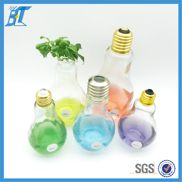 100ml 250ml300ml400ml beverage milk bulb shaped glass jar/light bulb bottle with lids straw