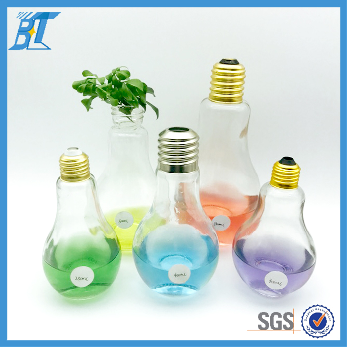 100ml 250ml300ml400ml beverage milk bulb shaped glass jar/light bulb bottle with lids straw